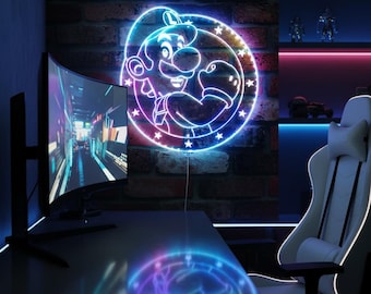 Insegna luminosa da parete a LED al neon Super Mario Luigi, arcobaleno multicolore, luce notturna, regalo di Natale