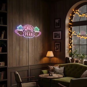 Central Perk Friends Neon LED Wall Decor Sign, Rainbow Multi Colors Night Light Atmosphere Sign, Christmas Gift