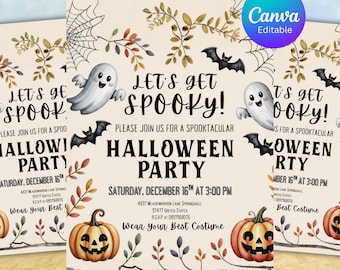 Let's Get Spooky Invitation Halloween Party Invitation Digital Halloween Invite Spooky Halloween Invitation Halloween Party Invite