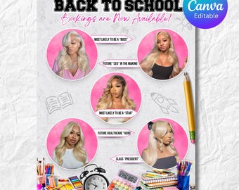 Back2School Flyer, Hair Flyer , Back2School Bookings , August Bookings, Booking Flyer