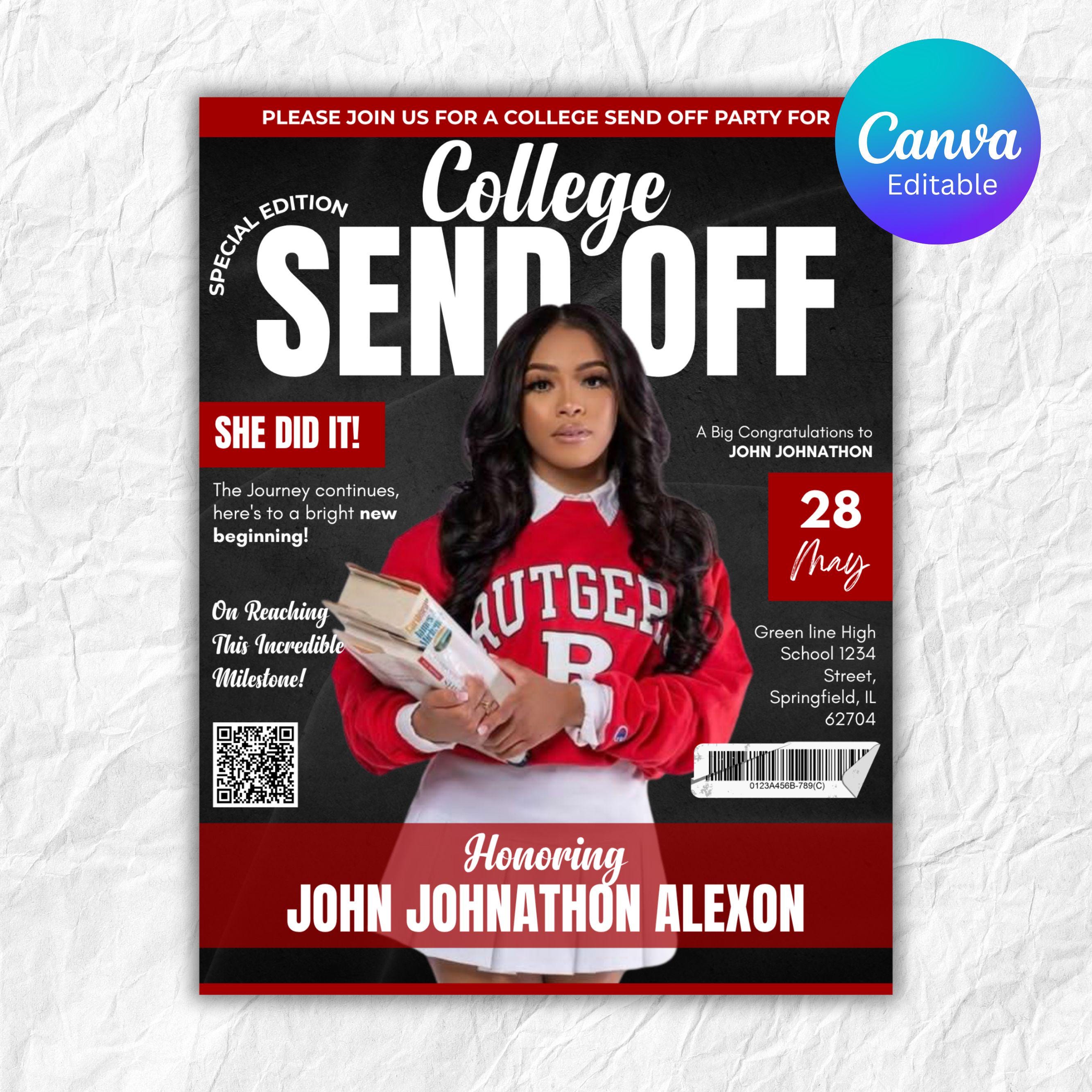 Send Off Merch Editable College Send off Evite, Farewell Party Invite, DIY Trunk Party ...