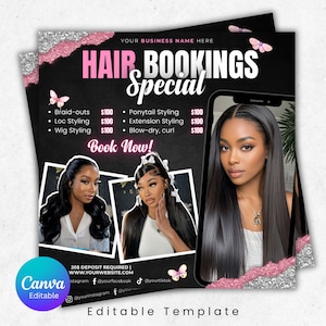 Folleto especial de cabello, folleto de lista de precios de cabello, folleto de lista de precios de venta de pelucas de peluquería, folleto de instalación de pelucas de estilista, folleto de cabello, especial de pelucas