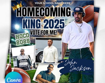 Homecoming Queen Flyer, Homecoming King flyer, homecoming campaign flyer, Vote Homecoming, HOCO Flyer, Vote for me Flyer, Canva Editable