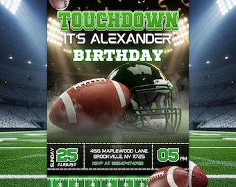 Editable Football Birthday Invitation, American Football Invitation, Sports Theme Style Party Invitation, Any Age, Printable Invite, Canva