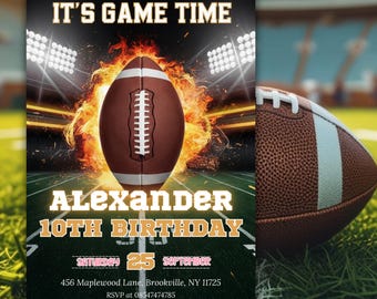 Editable Football Invitation, Football Birthday Party Invitation, Sports Themed Party Invitation, Neon Invite,Football Game, Any Age