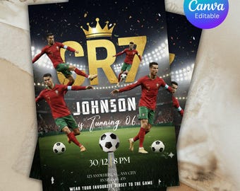 Ronaldo Birthday Invitation, CR7 invitation, Editable Ronaldo Invitation, Soccer Invitation, Canva Template, Instant Download, ANY AGE