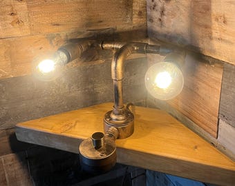 Industrial Pipe Lamp – Handmade Table Light – Rustic Lighting – Edison Bulb Desk Lamp
