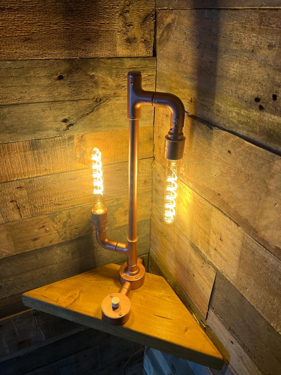 Industrial Pipe Table Lamp | Conduit Light | Dimmable Dual LED Edison ...