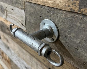 Industrial Conduit Wall Hook - Galvanised Vintage Steel Pipe Hook - Rustic Farmhouse Hardware
