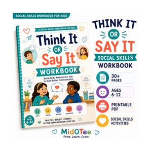 Think It or Say It Worksheets for Kids, Social Skills Workbook Ages 6-12, Filter Activities, School Counselor Printable PDF, ADHD, SEL
