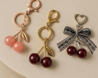 Kersen sleutelhanger tashanger: glitter acryl fruitaccessoire