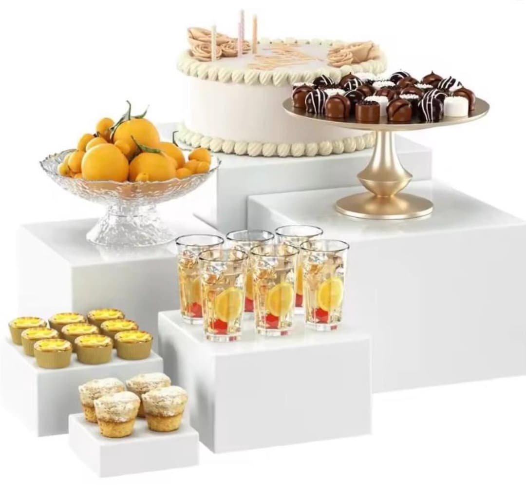White Acrylic Display Riser Set, Dessert & Retail Showcase - Etsy