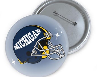 Michigan Aura Football Helmet Button Pin