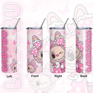 Trendy Pink Cartoon 20oz Skinny Tumbler Wrap PNG, Straight & Tapered Tumbler Digital Design, Sublimation Ready, Instant Download, 20oz Wrap