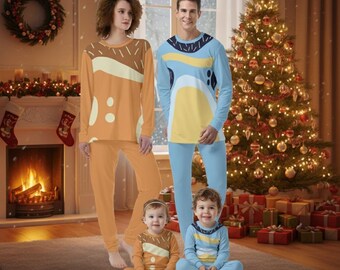 Piżama do cosplayu dla psa, piżama rodzinna w kostiumie psa Heeler, niebieski zestaw piżam dla psa, impreza świąteczna, zestaw piżam do cosplayu dla psa Bandit Chilli