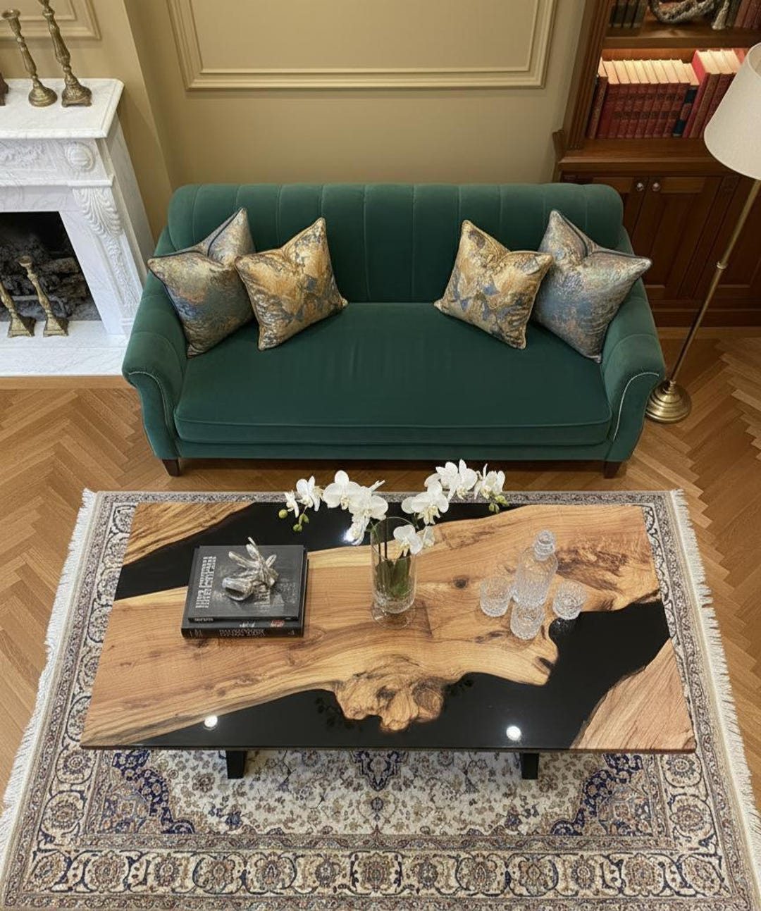 Live Edge Wood Coffee Table | Black Epoxy Resin River, Handmade - Etsy