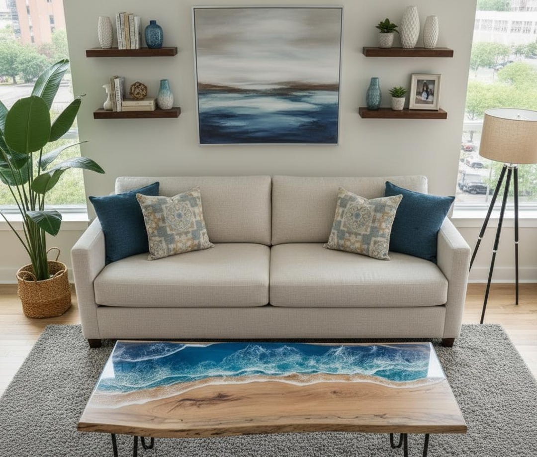 Handmade Ocean Wave Epoxy Resin Coffee Table – Live Edge - Etsy