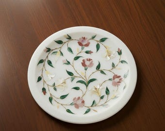 Elegant White Marble Plate | Handmade Natural Stone Tray | Modern Minimalist Tableware
