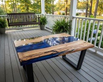 Live Edge Walnut Epoxy River Table – Custom Resin Coffee or Dining Table