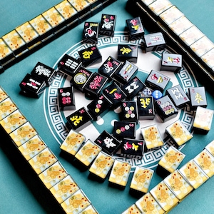 麻雀牌、ヴィンテージ麻雀セット、黒麻雀牌セット、ジョーカー、ひまわり、パーソナライズ麻雀、麻雀牌、誕生日プレゼント