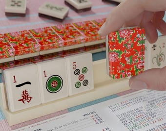 Red Peony Floral Custom Resin Mahjong American Set 166 Pcs, Travel Mahjong Available, Mothers Gift