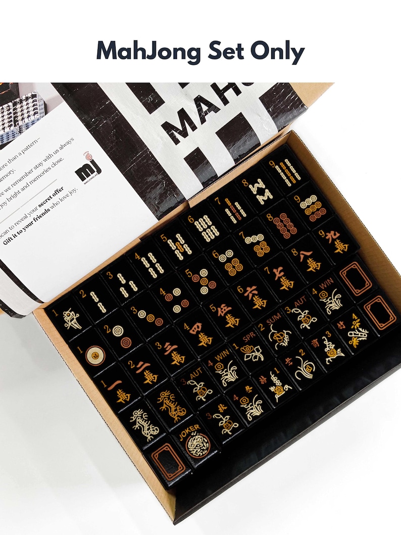 a box containing a set of mahjong tiles, with the text "Mahjong Set Only" visible.