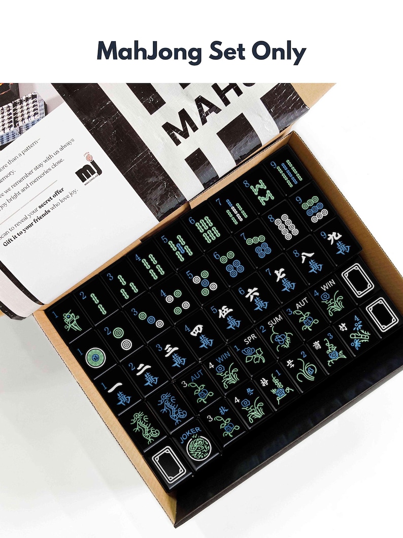 a box containing a set of mahjong tiles, with the text "Mahjong Set Only" visible.
