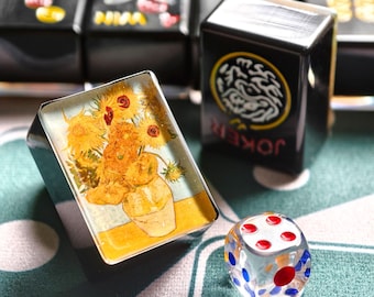 Custom Artwork Mahjong Set 166 Pc Tiles, Personalized American Mahjong Tiles from Photo Van Gogh's Sunflowers