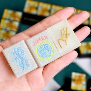 麻雀セット、樹脂製麻雀セットグリッターデコラ、手作り麻雀牌セット、ボードゲームギフト、カスタムリーチ麻雀ギフト、楽しい麻雀牌
