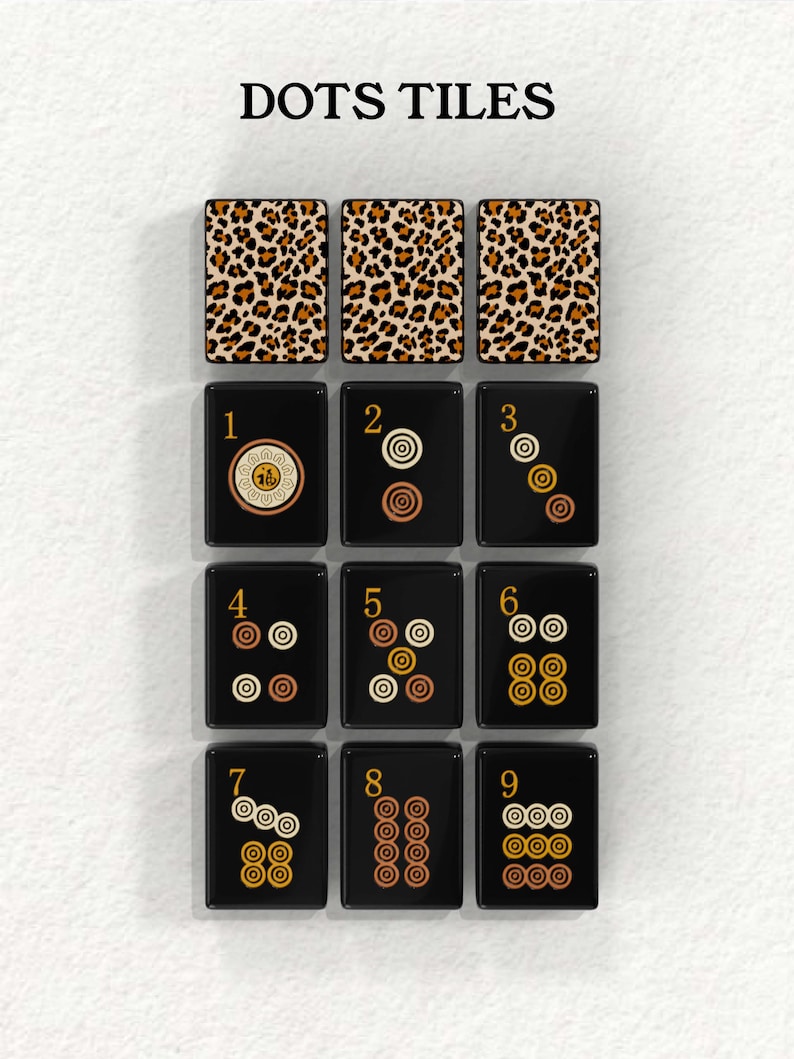 The image is a collage of nine tiles, each with a unique design and pattern. The tiles are arranged in a grid format, with three tiles on the top row, three on the middle row, and three on the bottom row. The tiles feature various patterns, such as leopard print, abstract shapes, and geometric designs. The tiles are displayed against a white background, creating a visually striking contrast.