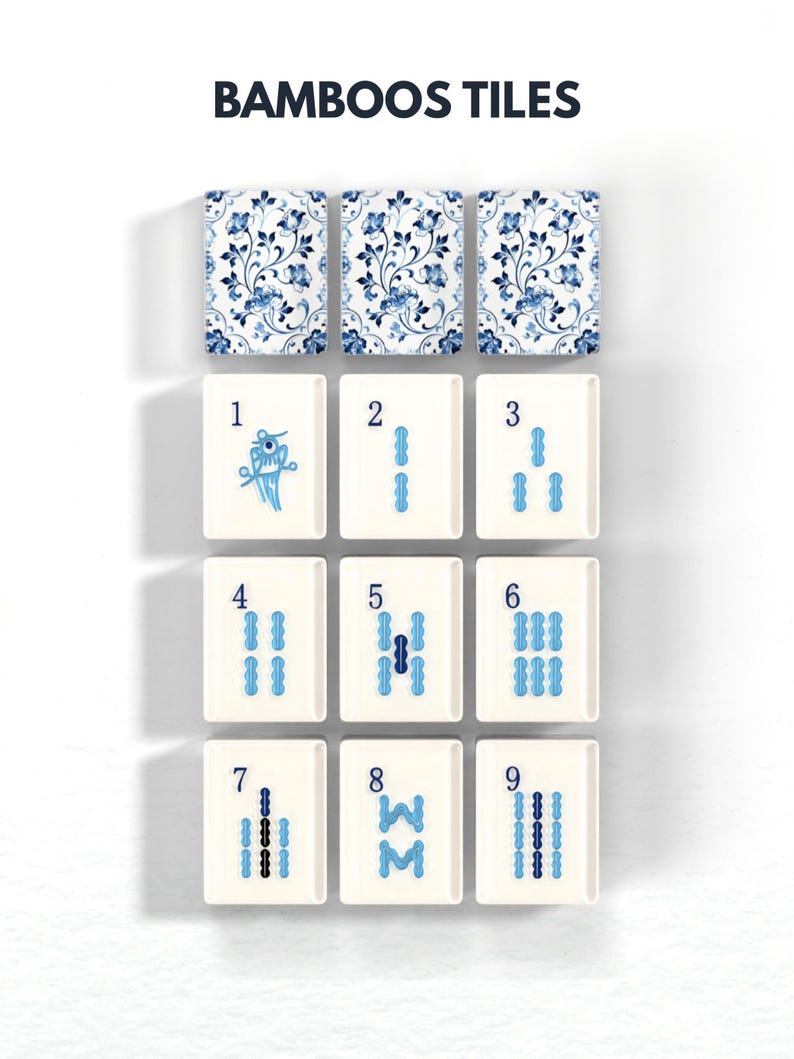 a collection of blue and white tiles arranged in a grid pattern, with each tile featuring a unique design or pattern.