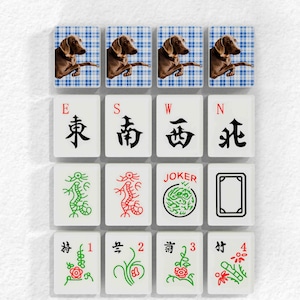 The image is a collage of various images, including a dog, a dragon, a joker, and a chessboard with Chinese characters.