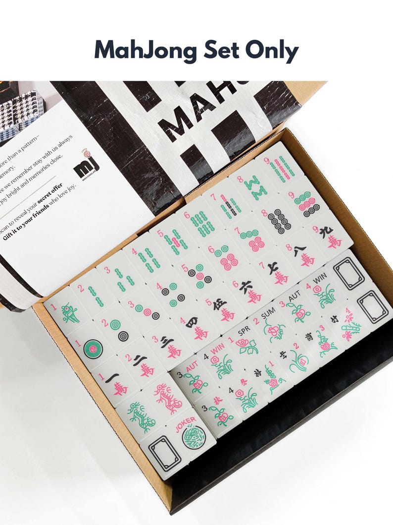 a box containing a set of mahjong tiles, with the text "Mahjong Set Only" visible.