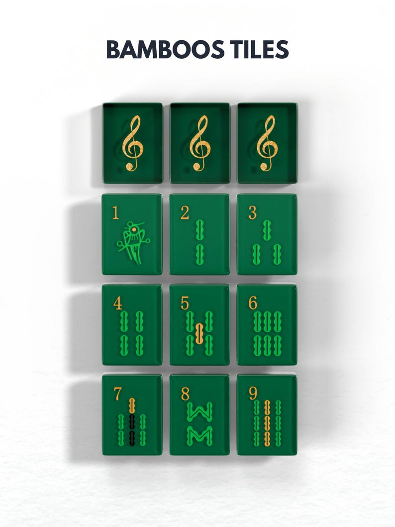 nine green tiles with musical notes and numbers on them, arranged in a 3x3 grid.