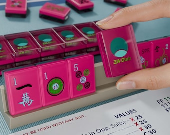 Fichas de Mahjong rosas con logotipo personalizado, juego corporativo americano de 166 piezas, regalo de juego de marca inspirado en ZA Club