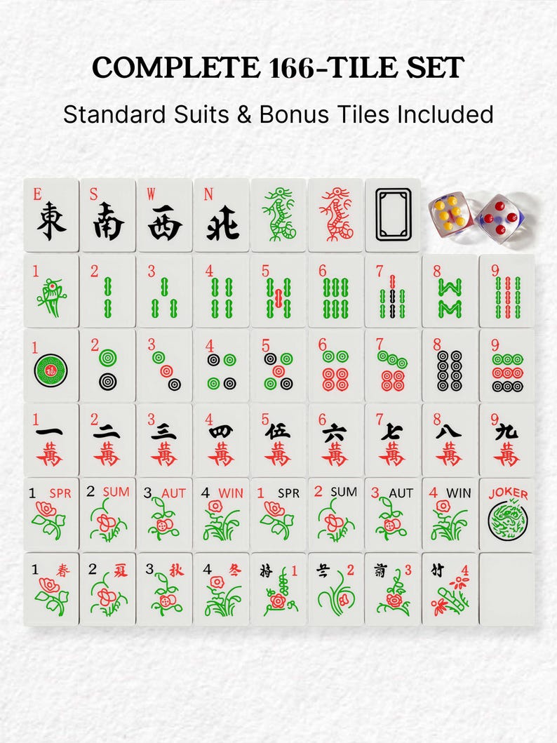 The image is a set of Chinese checkers tiles arranged in a grid, with various tiles depicting different symbols and strategies.