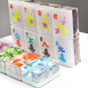 Sparkly Mahjong Set, Custom Resin Mahjong From Photo, Personalized Mahjong Tiles, Hand Painted Mahjong,  Board game gifts for Boss
