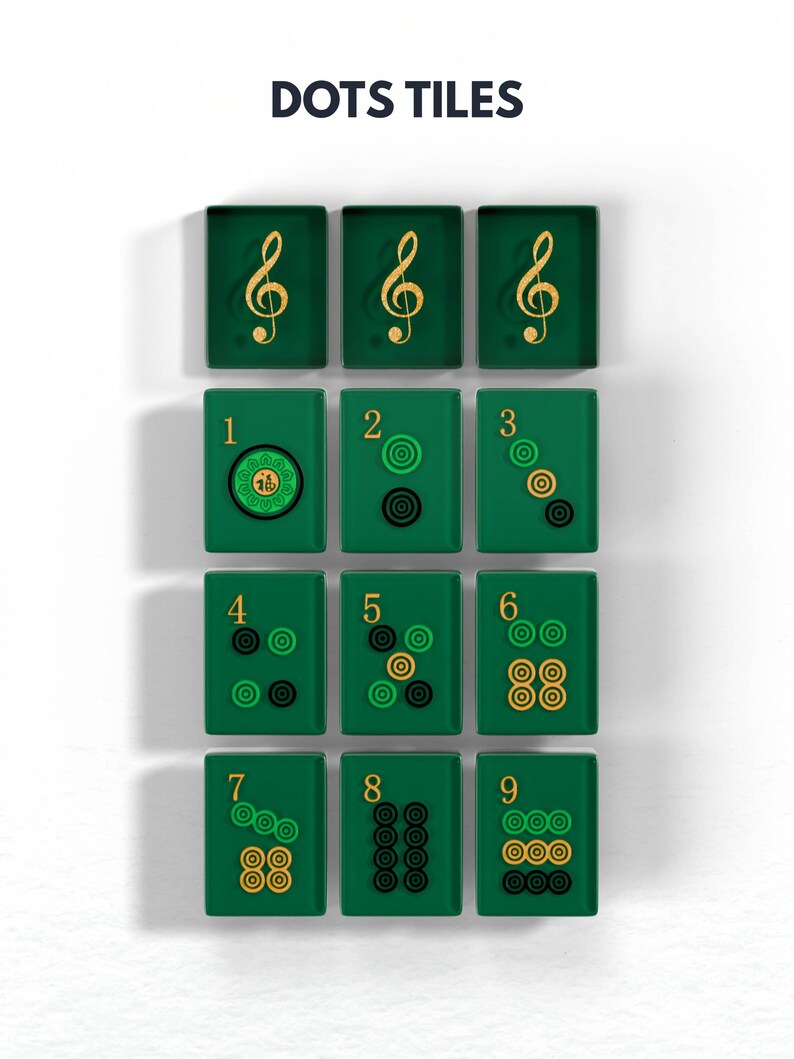 A collection of green tiles with musical notes and numbers on them, arranged in a grid pattern.