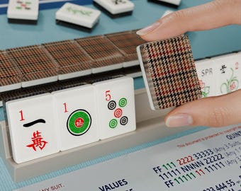 Plaid Houndstooth Custom Resin Mahjong American Set 166 Pcs, Travel Mahjong Available, Father Day Gift for Mom