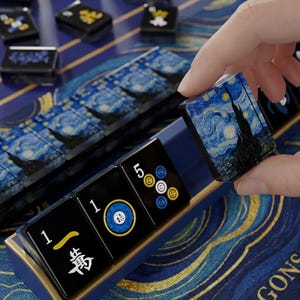 Starry Night Custom Resin Mahjong American Set 166 Pcs, Travel Mahjong Available, Impressionist Art Gift for Mom