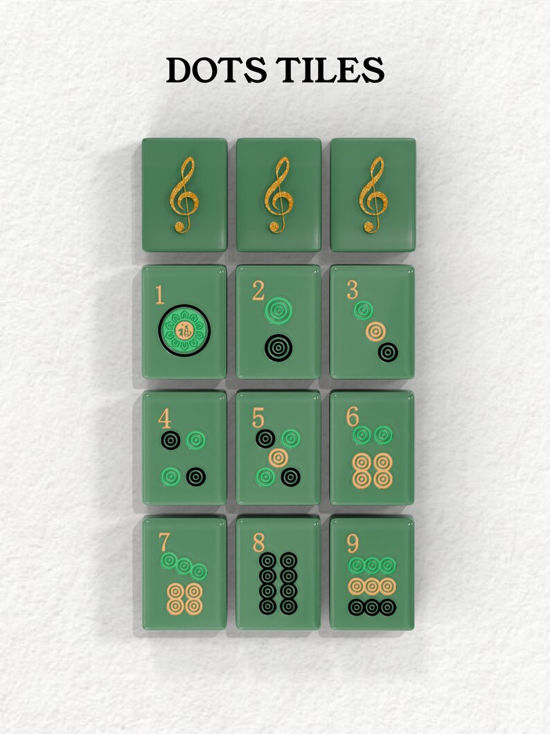 A collection of green tiles with musical notes and numbers on them, arranged in a grid pattern.