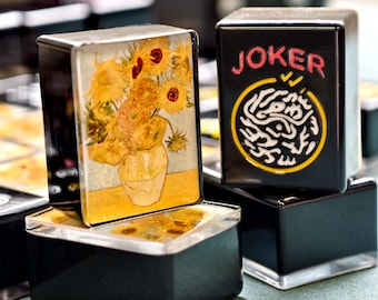 Mahjong Tiles, Vintage Mahjong Set, Black Mahjong Tiles Set, Joker, Sunflower, Personalized Mahjong, Mah jong Tiles, American Mahjong Tiles