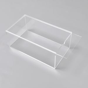 A clear, rectangular, transparent box is shown against a plain background.