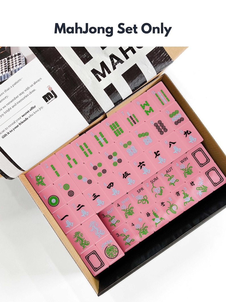 a set of mahjong tiles in a box, with the text "Mahjong Set Only" visible.