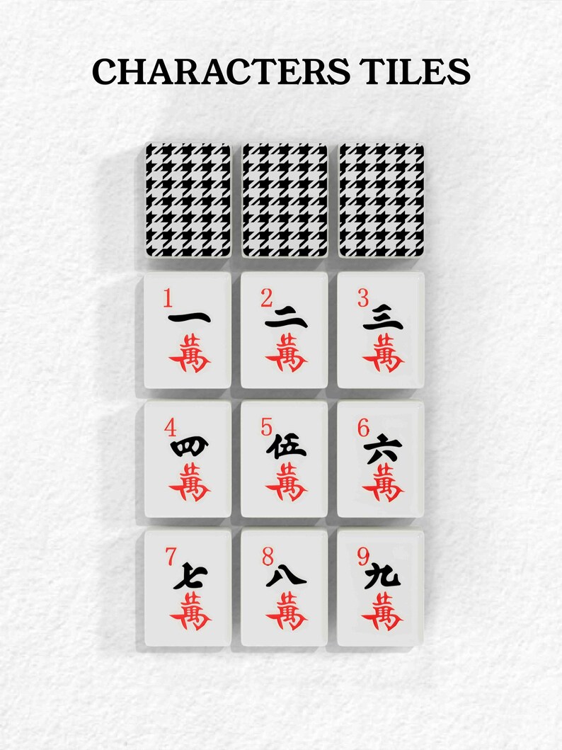 nine tiles with characters on them, arranged in a 3x3 grid.