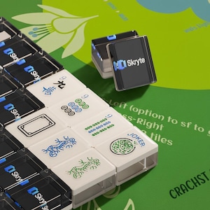 Company Logo American Mahjong Tiles Set 166 Pc , Tech Brand Resin Tile Backs, Modern Gaming Gift