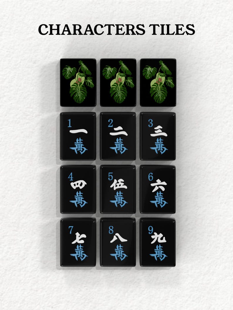 a collection of tiles with various characters and symbols on them, arranged in a grid pattern.