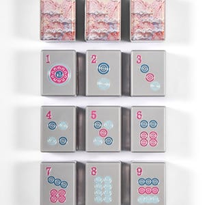Custom American Mahjong Set 166 Pc Tiles, Personalized Art Backs from Hand-Painted Photo, Gray Resin Handmade Game Night Gift image 9