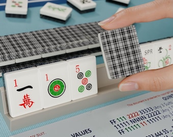 Juego de Mahjong Americano de Resina Personalizada a Cuadros Blancos y Negros, 166 Piezas, Mahjong de Viaje Disponible, Regalo Clásico para Mamá