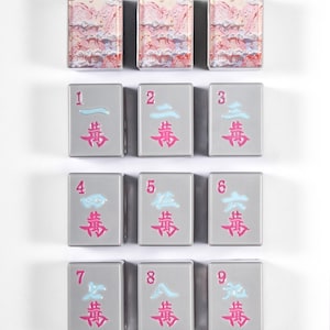 Custom American Mahjong Set 166 Pc Tiles, Personalized Art Backs from Hand-Painted Photo, Gray Resin Handmade Game Night Gift image 8